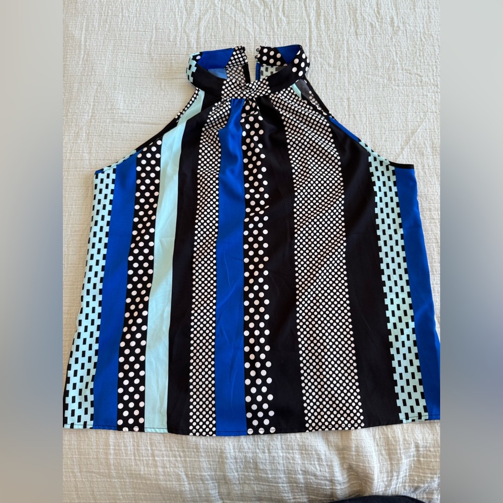 Stylish Blue and Black Halter Top